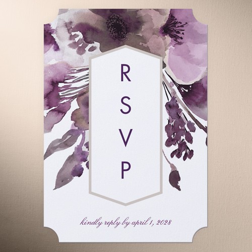 Wedding RSVP Cards: Abstract Bouquet Artistic 3.5x5 Flat Purple Signature Smooth Cardstock Ticket Shutterfly