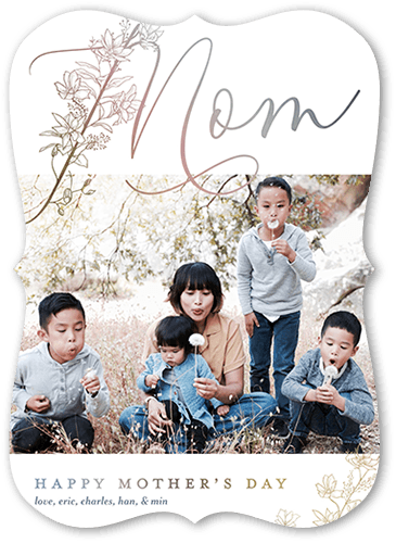 Ornate Embellishment 5x7 White  Mother's Day Card