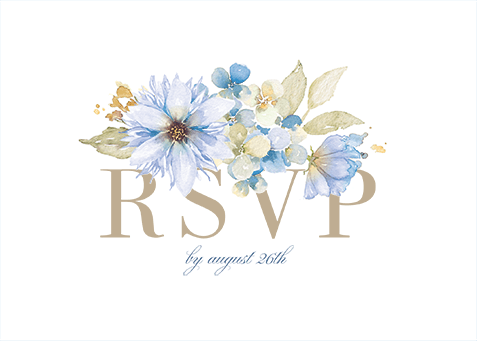 Blue Stylish Rounded Wedding RSVP Card