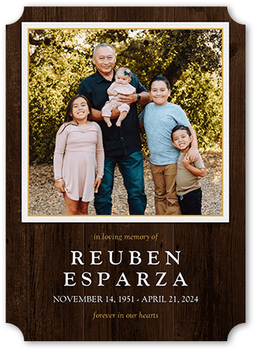 Rustic Remembrance 5x7 Brown  Memorial Card