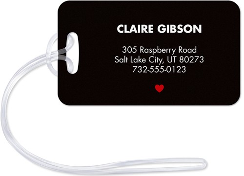 Name Heart 2x4 Black  Luggage Tag