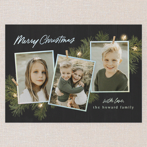Festive Evergreen 5x7 Black  Holiday Card