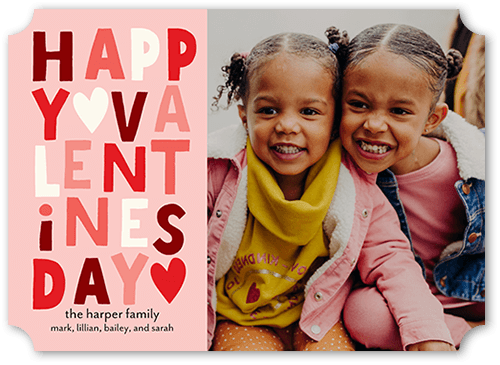 Stacked Affection 5x7 Pink  Valentine's Day Card