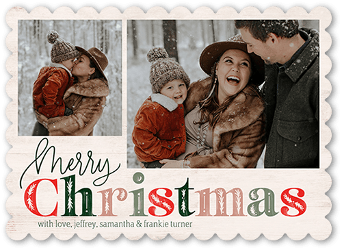 Holly Type 5x7 Beige  Holiday Card