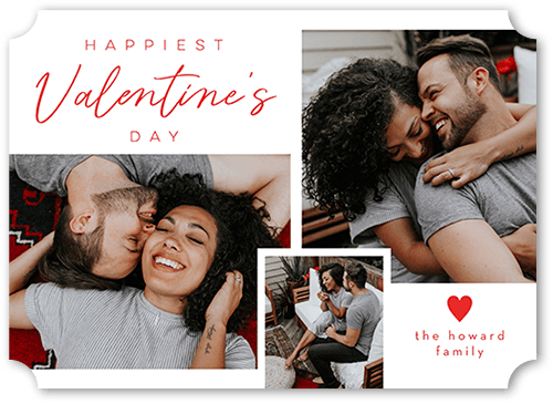 Grid Heart 5x7 White  Valentine's Day Card