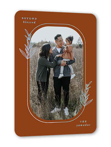 Oval Leaves 5x7 Brown  Thanksgiving Card