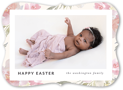 Floral Edge 5x7 White  Easter Card