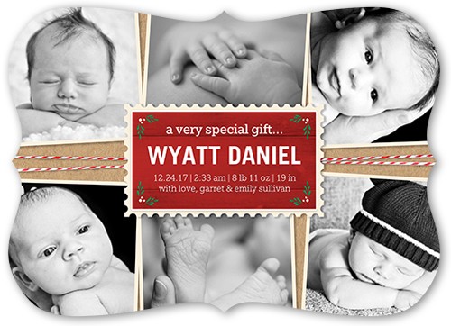 Special Gift 5x7 Red  Birth Announcement