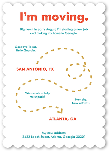 Moving Map 5x7 White  Moving Announcement