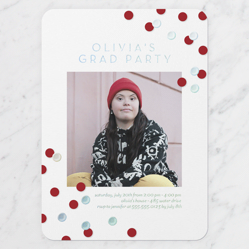 Collegiate Confetti 5x7 White  Graduation Invitation