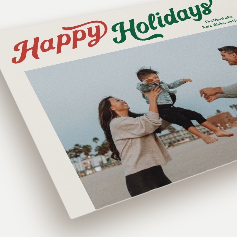 Retro Script Collage Holiday Card