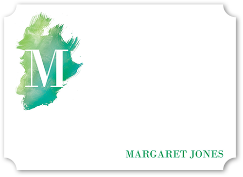 Personalized Note Cards: Painted Initial 5x7 Flat Green Signature Smooth Cardstock Ticket Shutterfly