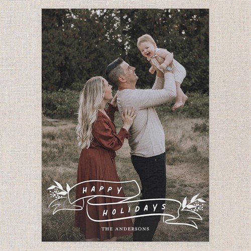 Festive Flourish 5x7 White  Holiday Card