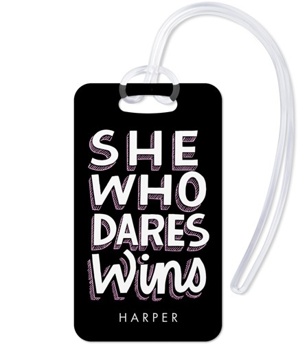 Active She Wins 2x4 Black  Luggage Tag