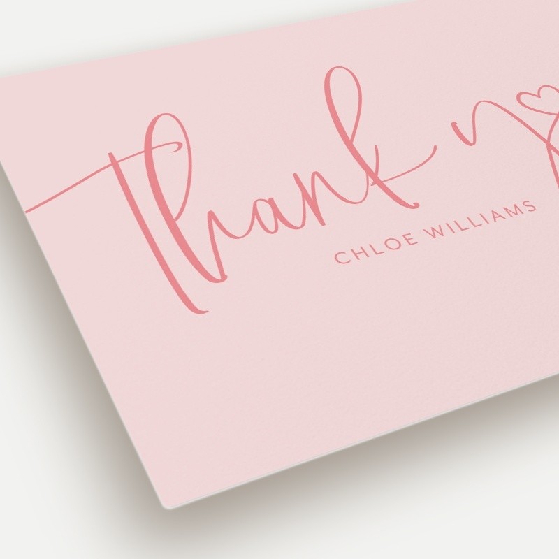 Heart Script Thank You Card