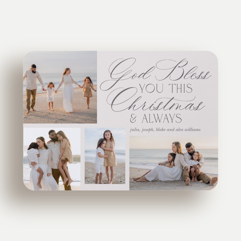 Blessed Script Religious Christmas Card