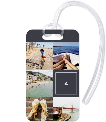 Travel Monogram 2x4 Gray  Luggage Tag