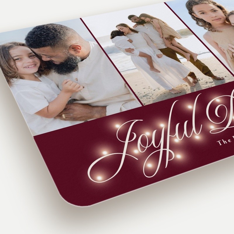 Lights Script Holiday Card Lights Script 5x7 Red Holiday Card
