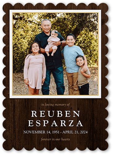 Rustic Remembrance 5x7 Brown  Memorial Card