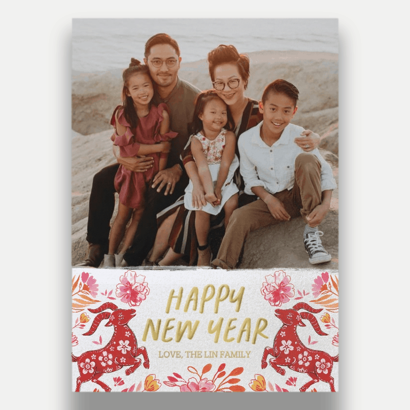 Goat Flowers Lunar New Year Card