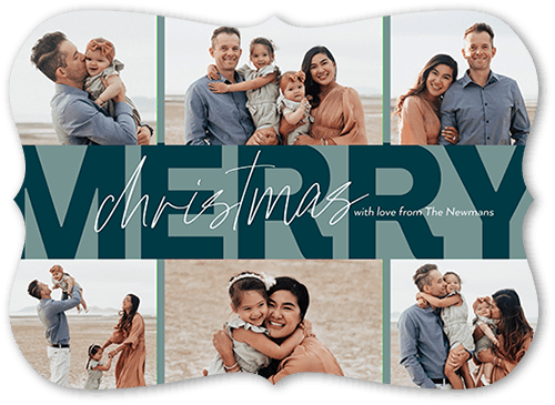 Happy Stripe 5x7 Blue  Holiday Card