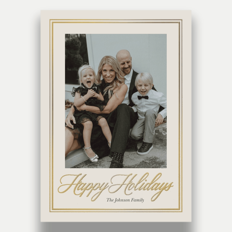 Script Border Holiday Card Script Border 5x7 Beige Holiday Card