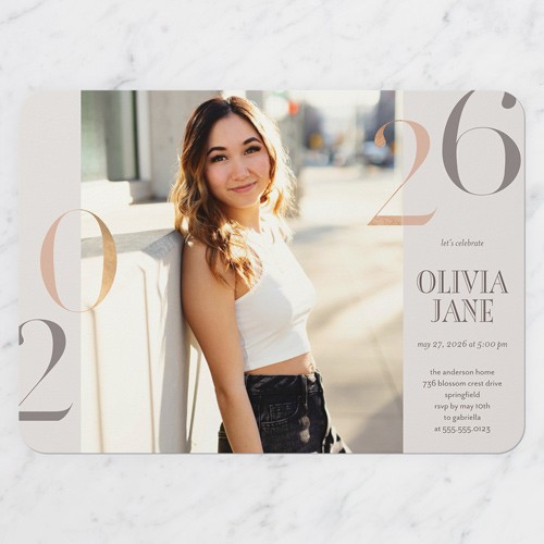 Bookend Year 5x7 Gray  Graduation Invitation