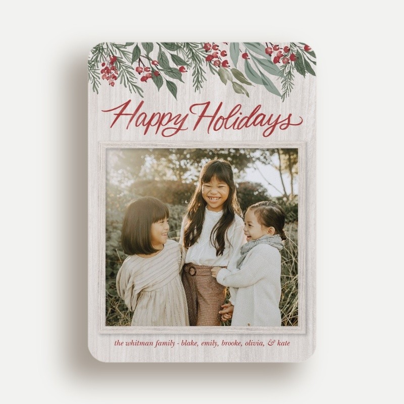 Painted Berry Script Holiday Card