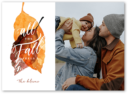 Fall Feels 5x7 White  Thanksgiving Card