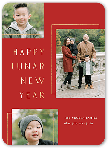 Minimal Frames 5x7 Red  Lunar New Year Card