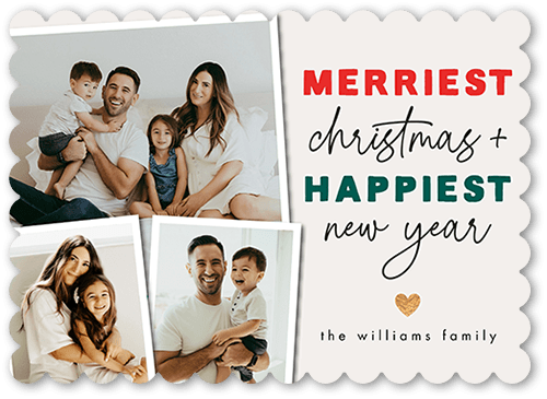 Multicolor Merry 5x7 Red  Holiday Card