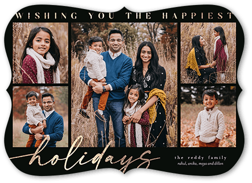 Many Messages 5x7 Black  Holiday Card