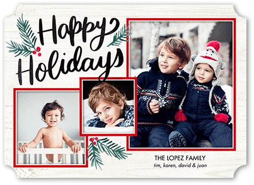 Brightly Framed 5x7 White  Holiday Card