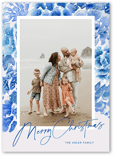 Touch of Color 5x7 Blue  Holiday Card