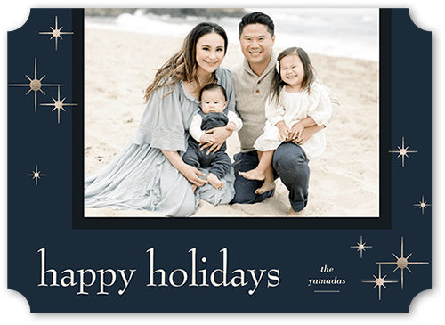 Polished Star Decor 5x7 Black  Holiday Card
