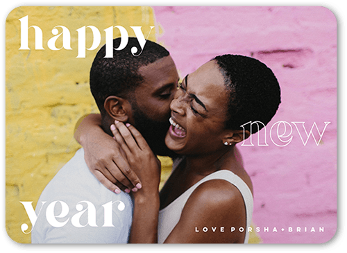 Uplifting Sentiments 5x7 White  New Year's Card