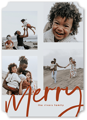 Mirthful Ribbon 5x7 Gray  Holiday Card