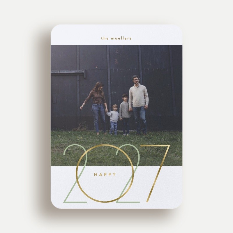 New Year Photo Cards With Gold Accents