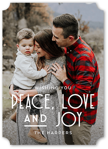 Elegant Wishing 5x7 White  Holiday Card