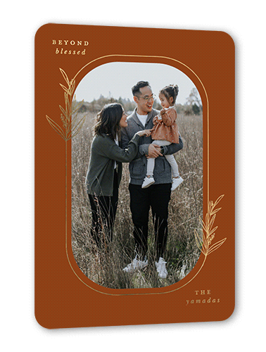 Oval Leaves 5x7 Brown  Thanksgiving Card