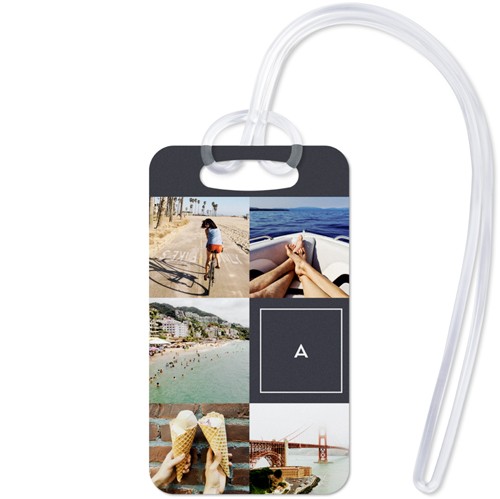 Travel Monogram 2x3 Gray  Luggage Tag