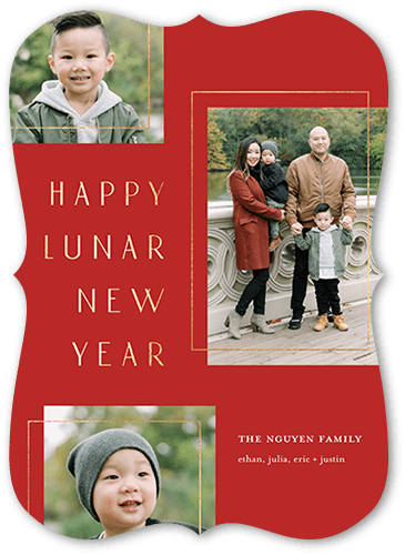 Minimal Frames 5x7 Red  Lunar New Year Card