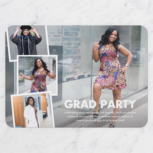Class Snaps 5x7 White  Graduation Invitation