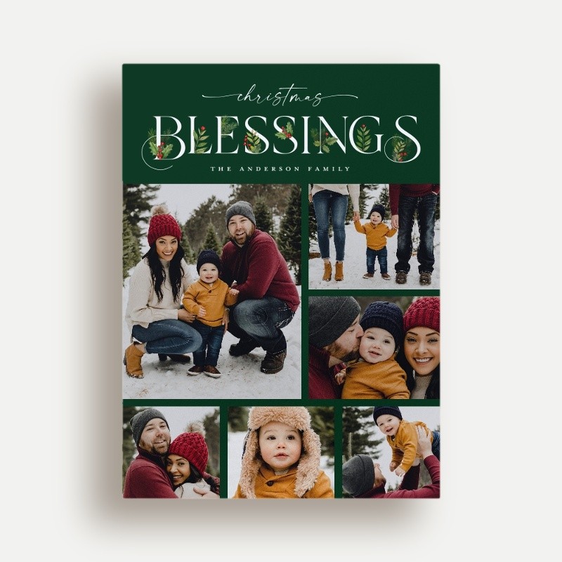 Religious Christmas Cards: Classic Statement 6x8 Portrait Flat Green 5+ Photos 100% Recycled Cardstock Square Shutterfly