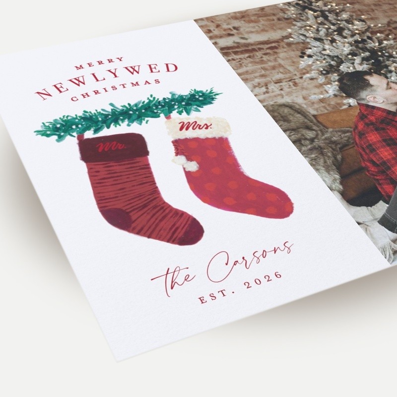 Newlywed Stockings Holiday Card