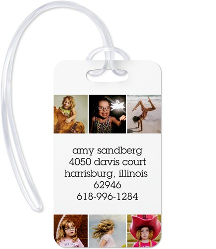 Collage Squares 2x4 White  Luggage Tag