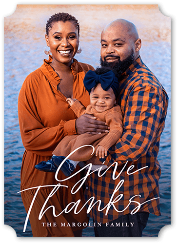 Script Thanks 5x7 White  Thanksgiving Card