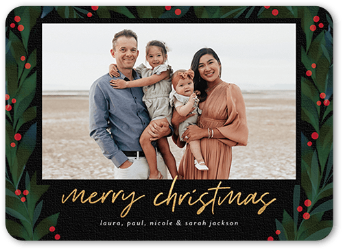 Canvas Foliage 5x7 Black  Holiday Card