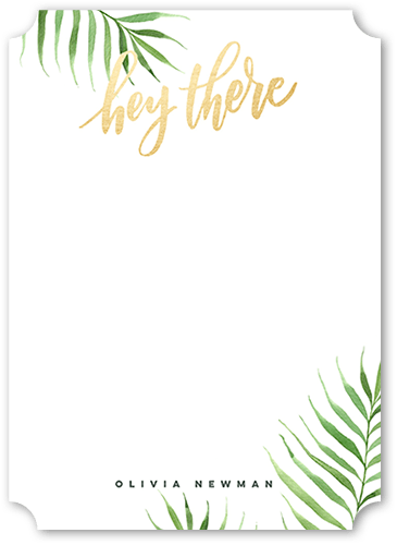 Personalized Note Cards: Watercolor Palms 5x7 Flat White Signature Smooth Cardstock Ticket Shutterfly