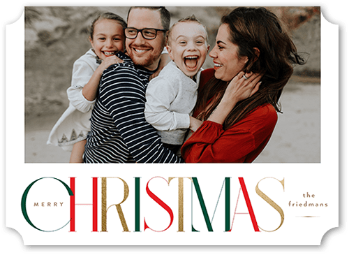 Vintage Serif 5x7 White  Holiday Card